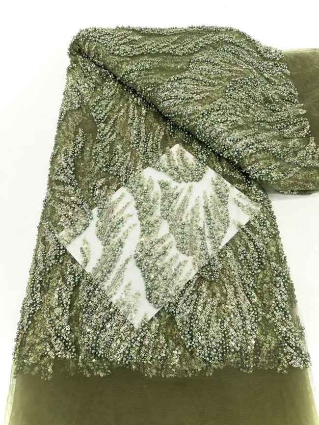 5 Yards Multi-Color Sequined Beaded Embroidered Lace Material Fabric HN058
