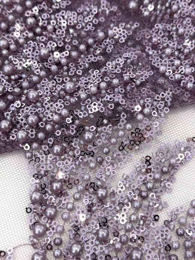 5 Yards Multi-Color Sequined Beaded Embroidered Lace Material Fabric HN058