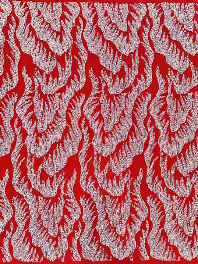 5 Yards Multi-Color Sequined Beaded Embroidered Lace Material Fabric HN058