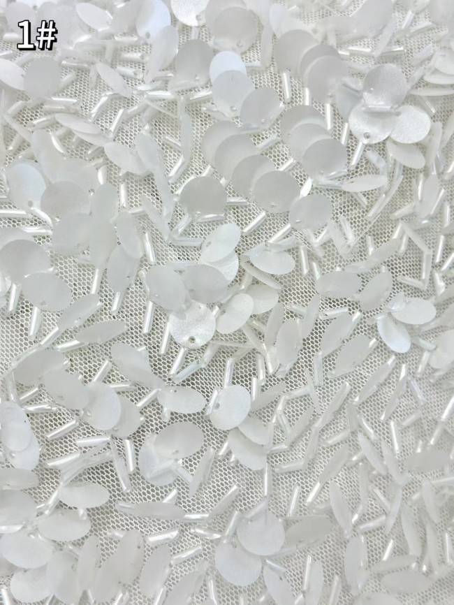 5 Yards Multi-Color Sequined Beaded Embroidered Lace Material Fabric HN060