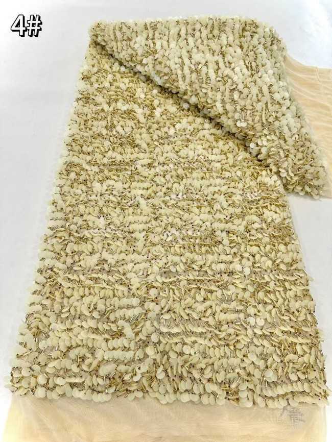 5 Yards Multi-Color Sequined Beaded Embroidered Lace Material Fabric HN060