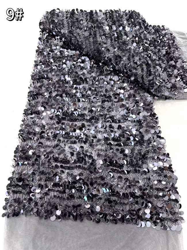 5 Yards Multi-Color Sequined Beaded Embroidered Lace Material Fabric HN060