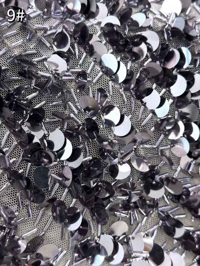 5 Yards Multi-Color Sequined Beaded Embroidered Lace Material Fabric HN060