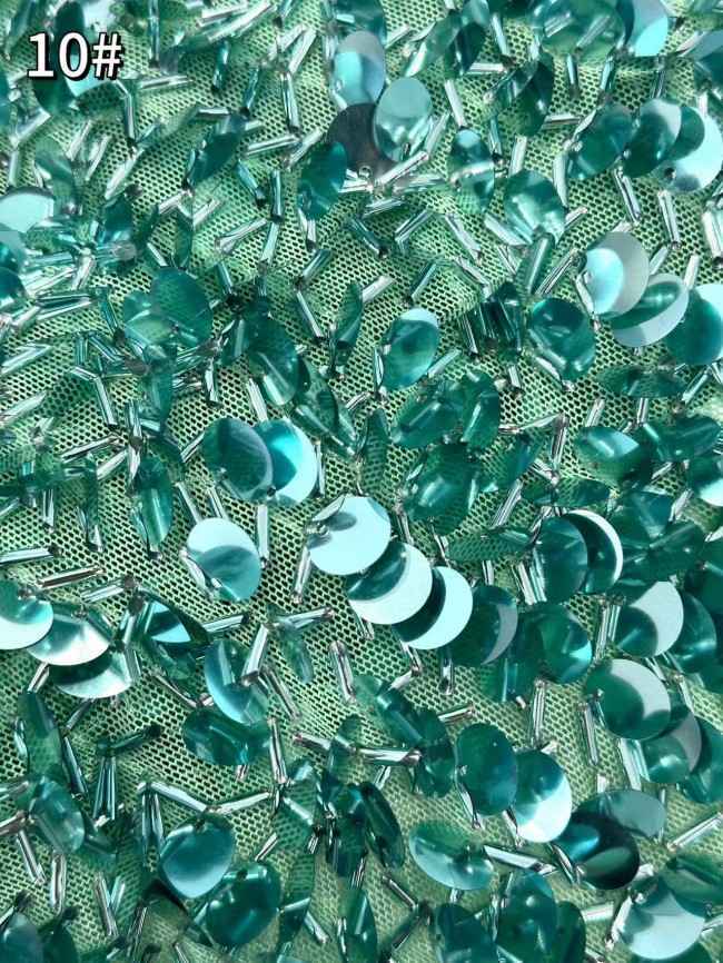 5 Yards Multi-Color Sequined Beaded Embroidered Lace Material Fabric HN060