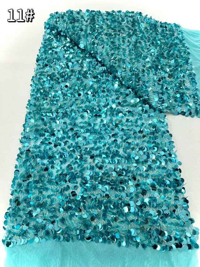 5 Yards Multi-Color Sequined Beaded Embroidered Lace Material Fabric HN060