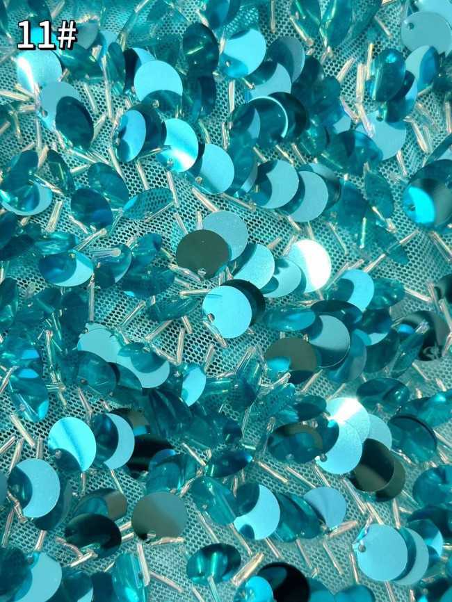 5 Yards Multi-Color Sequined Beaded Embroidered Lace Material Fabric HN060