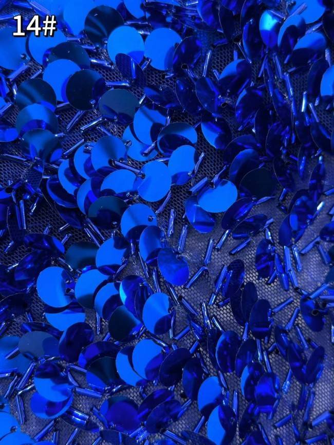 5 Yards Multi-Color Sequined Beaded Embroidered Lace Material Fabric HN060