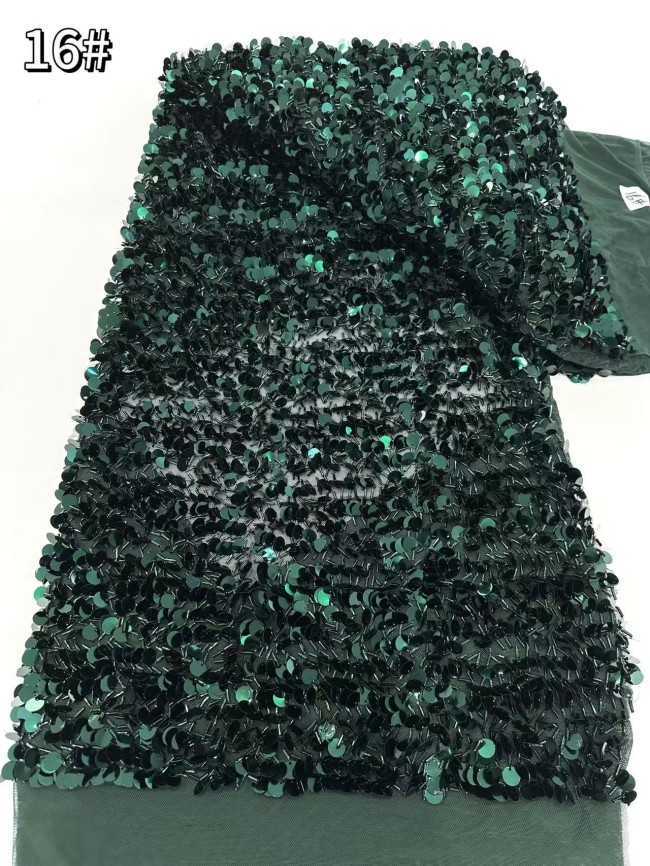 5 Yards Multi-Color Sequined Beaded Embroidered Lace Material Fabric HN060
