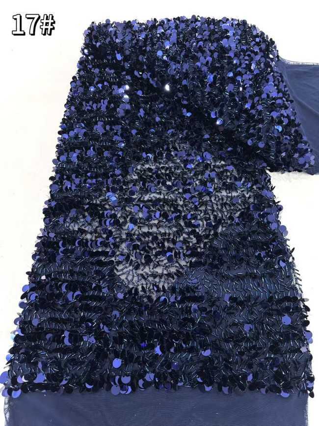5 Yards Multi-Color Sequined Beaded Embroidered Lace Material Fabric HN060