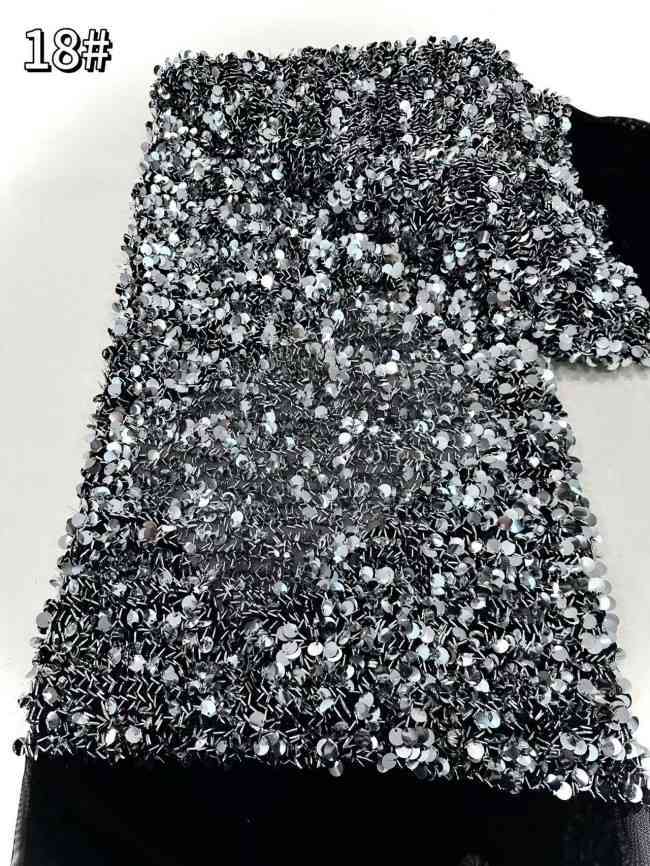 5 Yards Multi-Color Sequined Beaded Embroidered Lace Material Fabric HN060