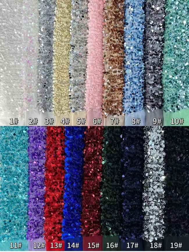 5 Yards Multi-Color Sequined Beaded Embroidered Lace Material Fabric HN060