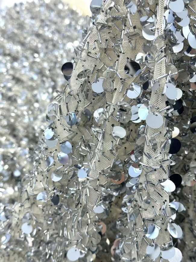 5 Yards Multi-Color Sequined Beaded Embroidered Lace Material Fabric HN060