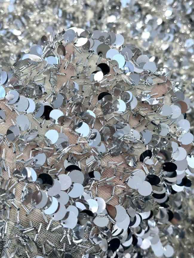 5 Yards Multi-Color Sequined Beaded Embroidered Lace Material Fabric HN060