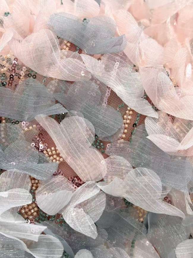 5 Yards Multi-Color Sequined Beaded Embroidered Lace Material Fabric HN076