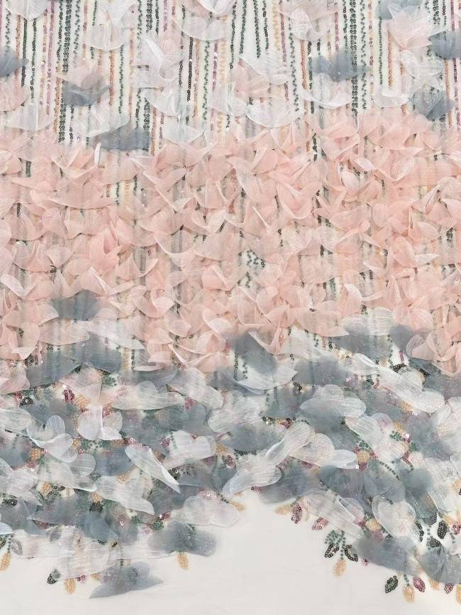 5 Yards Multi-Color Sequined Beaded Embroidered Lace Material Fabric HN076