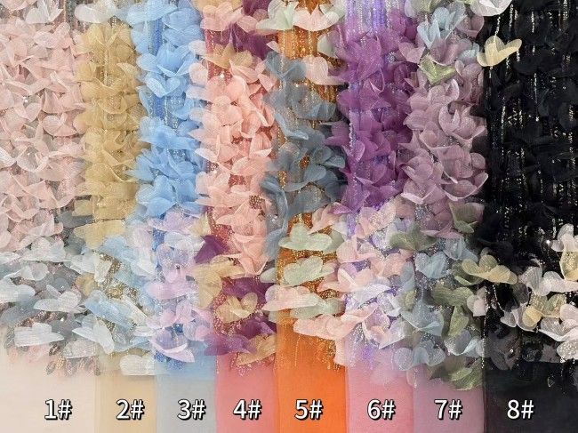 5 Yards Multi-Color Sequined Beaded Embroidered Lace Material Fabric HN076