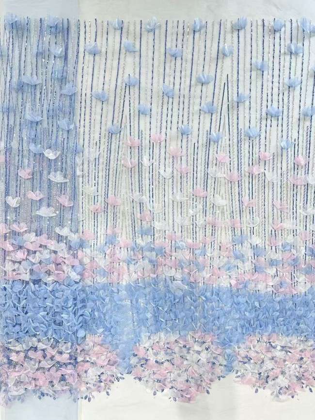 5 Yards Multi-Color Sequined Beaded Embroidered Lace Material Fabric HN076