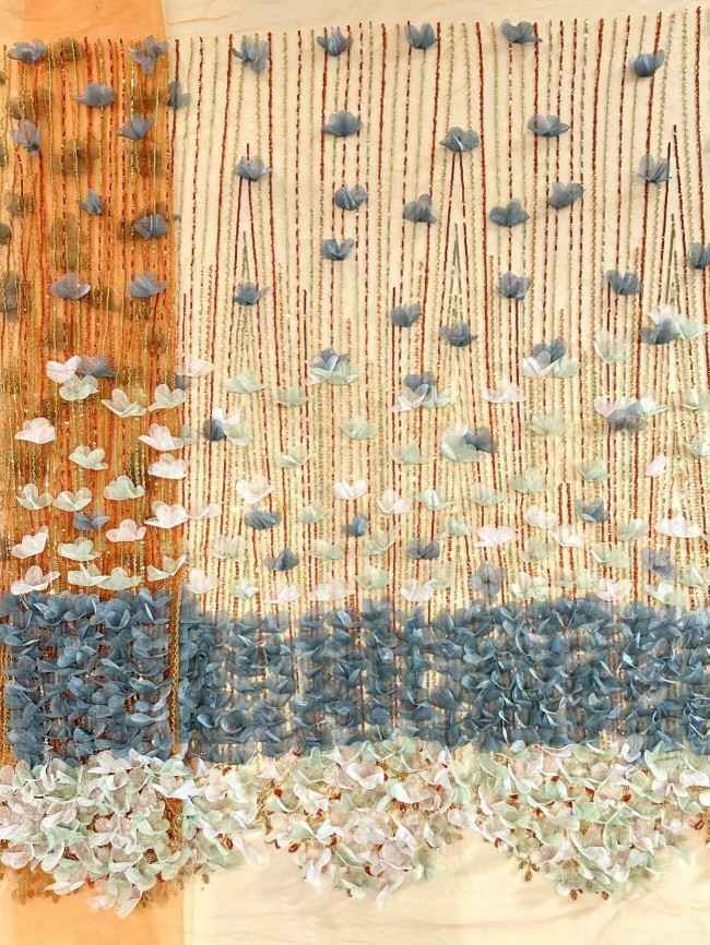 5 Yards Multi-Color Sequined Beaded Embroidered Lace Material Fabric HN076
