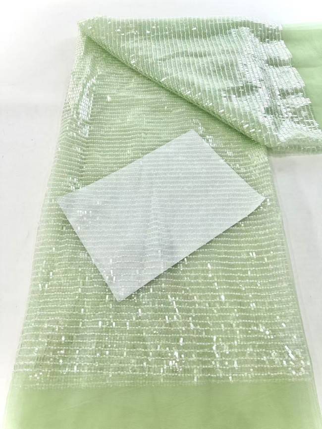 5 Yards Multi-Color Sequined Beaded Embroidered Lace Material Fabric HN078