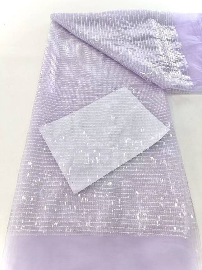 5 Yards Multi-Color Sequined Beaded Embroidered Lace Material Fabric HN078
