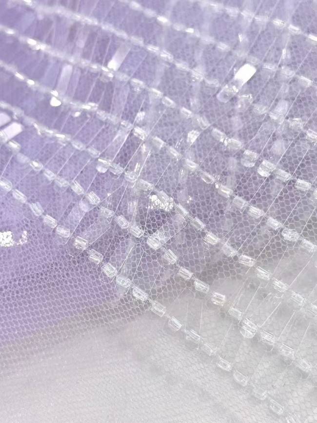 5 Yards Multi-Color Sequined Beaded Embroidered Lace Material Fabric HN078