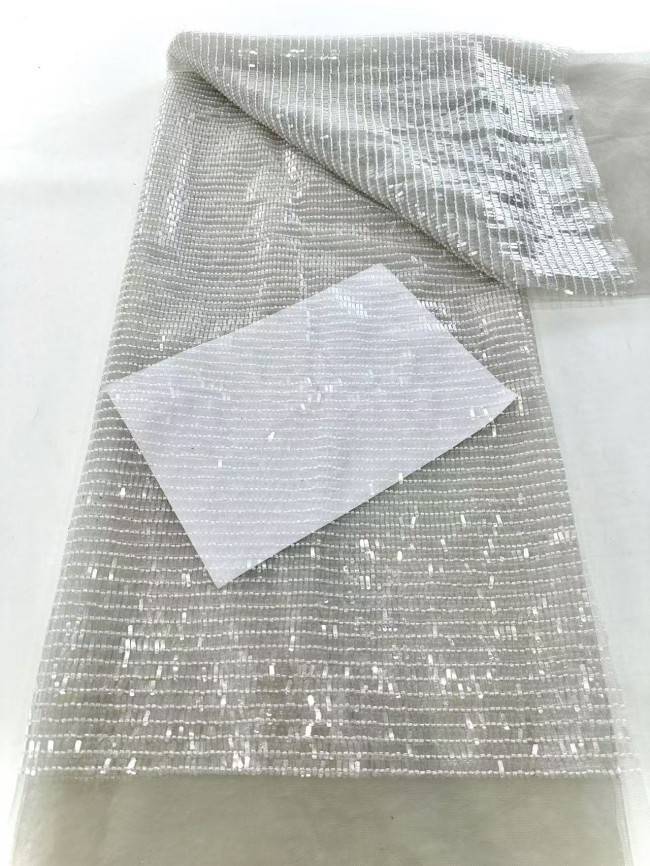 5 Yards Multi-Color Sequined Beaded Embroidered Lace Material Fabric HN078
