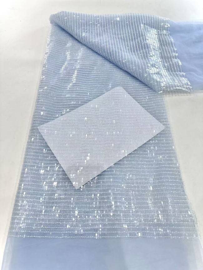 5 Yards Multi-Color Sequined Beaded Embroidered Lace Material Fabric HN078