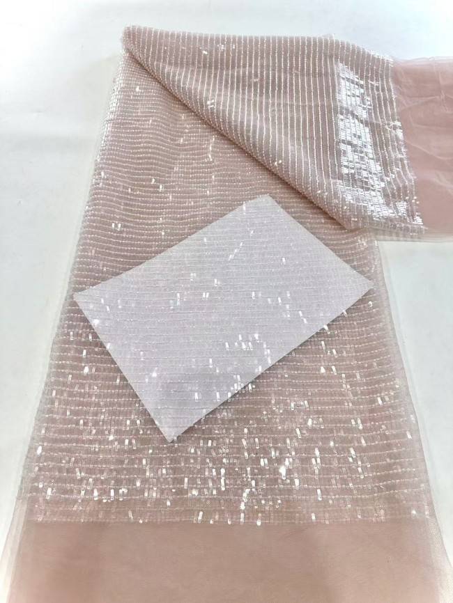 5 Yards Multi-Color Sequined Beaded Embroidered Lace Material Fabric HN078