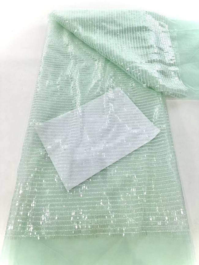 5 Yards Multi-Color Sequined Beaded Embroidered Lace Material Fabric HN078