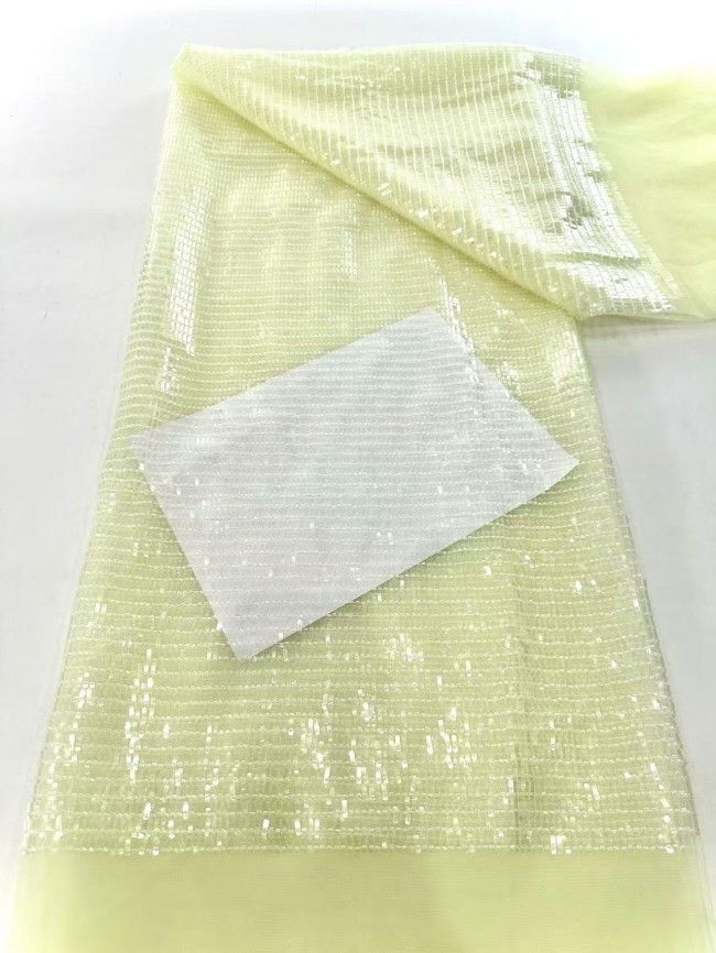 5 Yards Multi-Color Sequined Beaded Embroidered Lace Material Fabric HN078