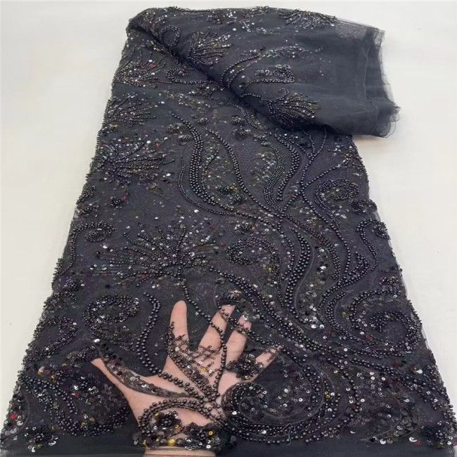 5 Yards Multi-Color Sequined Beaded Embroidered Lace Material Fabric JLT129