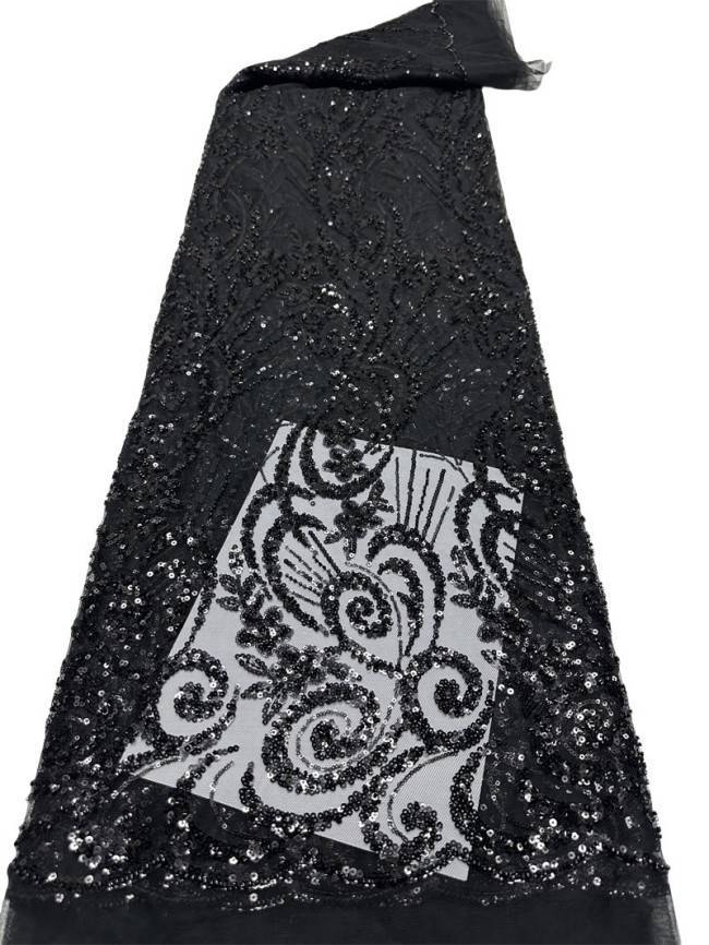 5 Yards Multi-Color Sequined Beaded Embroidered Lace Material Fabric PFS011