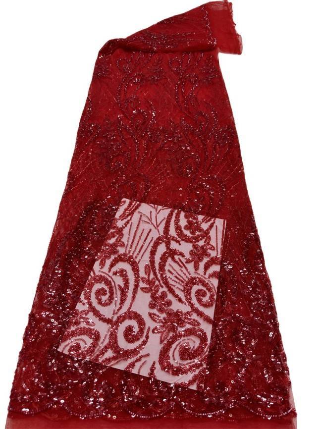 5 Yards Multi-Color Sequined Beaded Embroidered Lace Material Fabric PFS011