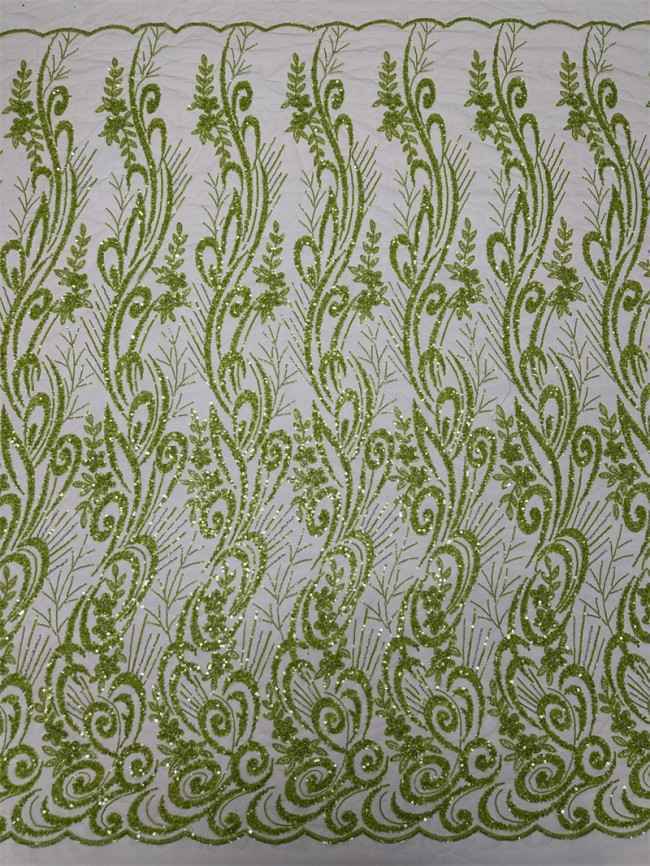 5 Yards Multi-Color Sequined Beaded Embroidered Lace Material Fabric PFS011