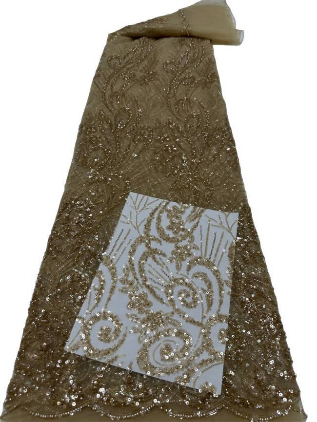 5 Yards Multi-Color Sequined Beaded Embroidered Lace Material Fabric PFS011