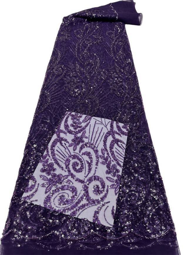 5 Yards Multi-Color Sequined Beaded Embroidered Lace Material Fabric PFS011
