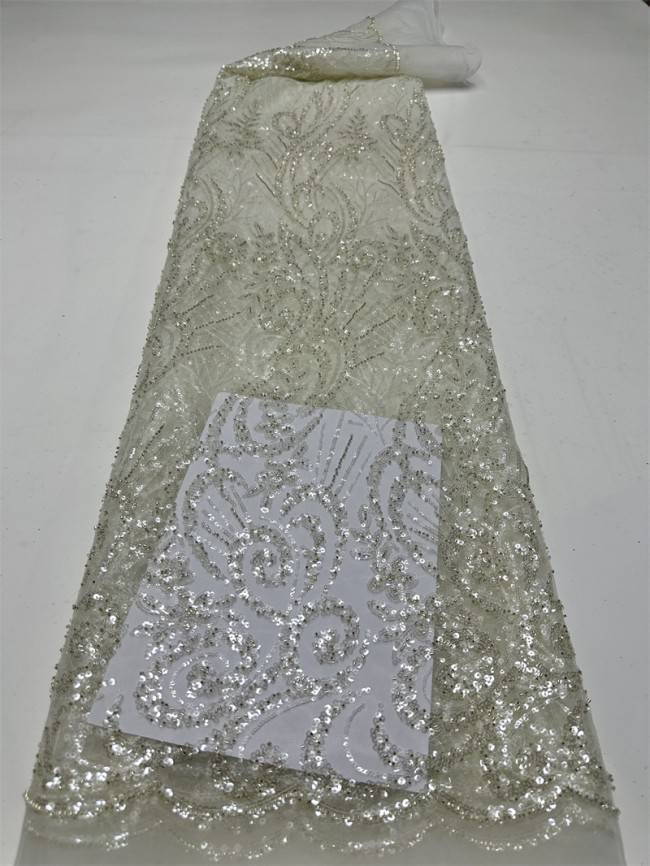 5 Yards Multi-Color Sequined Beaded Embroidered Lace Material Fabric PFS011
