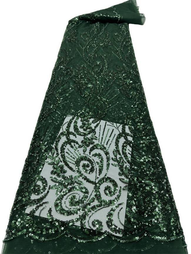 5 Yards Multi-Color Sequined Beaded Embroidered Lace Material Fabric PFS011