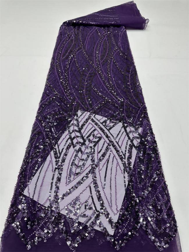 5 Yards Multi-Color Sequined Beaded Embroidered Lace Material Fabric PFS012