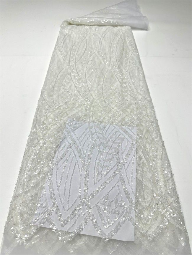 5 Yards Multi-Color Sequined Beaded Embroidered Lace Material Fabric PFS012