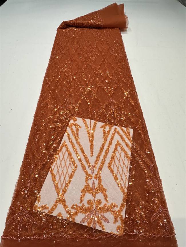 5 Yards Multi-Color Sequined Beaded Embroidered Lace Material Fabric PFS013