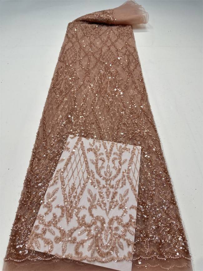 5 Yards Multi-Color Sequined Beaded Embroidered Lace Material Fabric PFS013