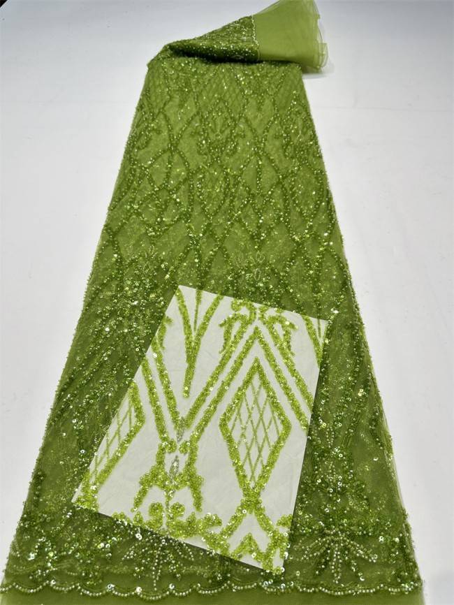 5 Yards Multi-Color Sequined Beaded Embroidered Lace Material Fabric PFS013