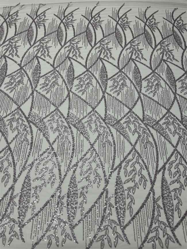 5 Yards Multi-Color Sequined Beaded Embroidered Lace Material Fabric PFS016