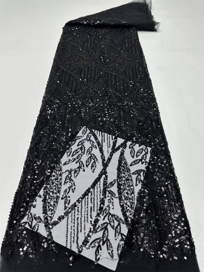 5 Yards Multi-Color Sequined Beaded Embroidered Lace Material Fabric PFS016