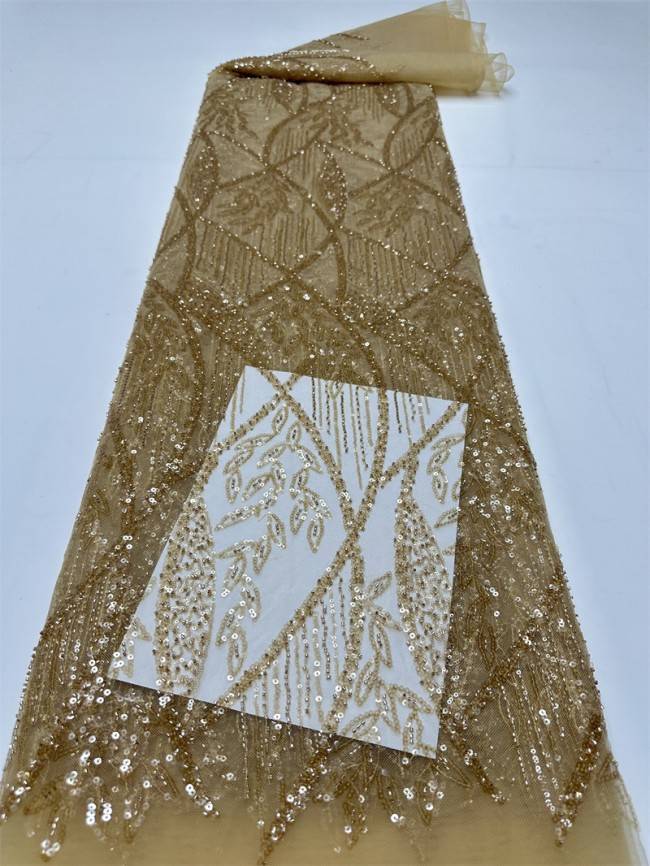 5 Yards Multi-Color Sequined Beaded Embroidered Lace Material Fabric PFS016