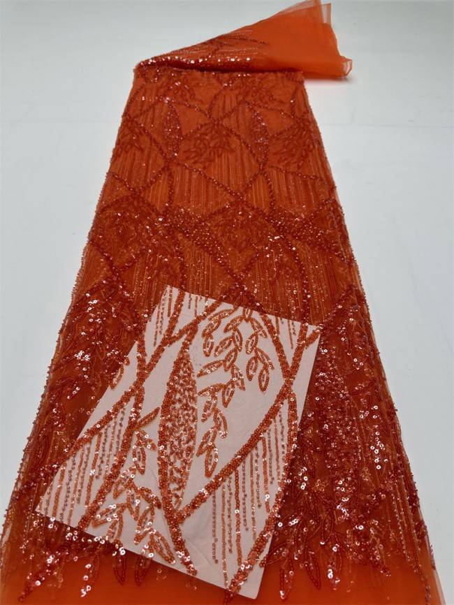 5 Yards Multi-Color Sequined Beaded Embroidered Lace Material Fabric PFS016