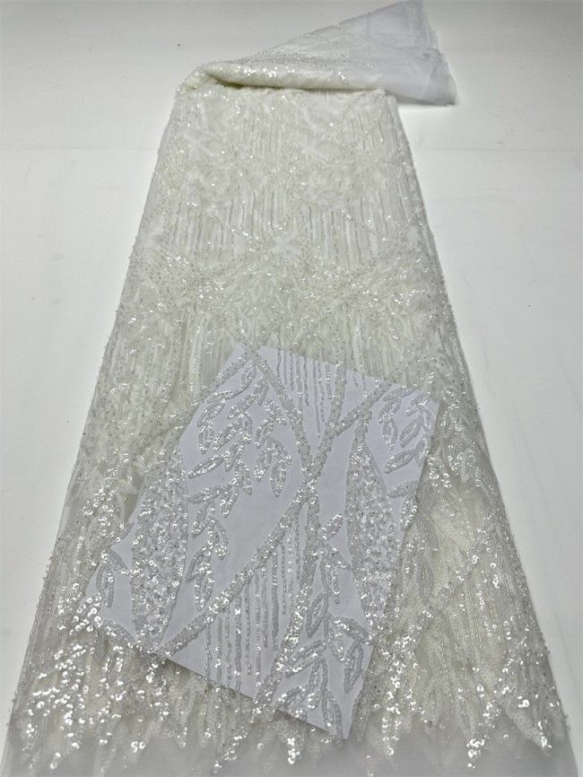 5 Yards Multi-Color Sequined Beaded Embroidered Lace Material Fabric PFS016