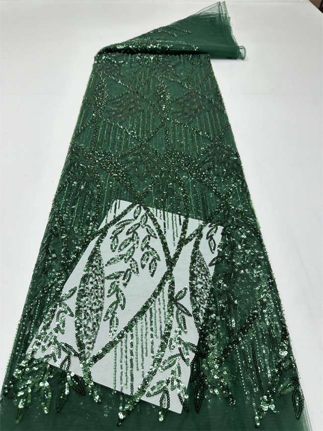 5 Yards Multi-Color Sequined Beaded Embroidered Lace Material Fabric PFS016