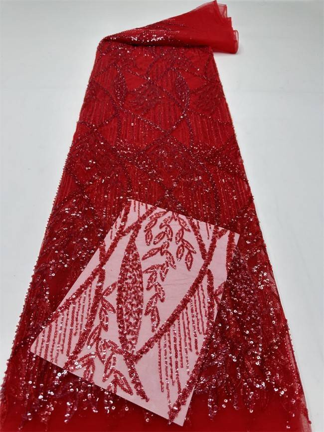 5 Yards Multi-Color Sequined Beaded Embroidered Lace Material Fabric PFS016